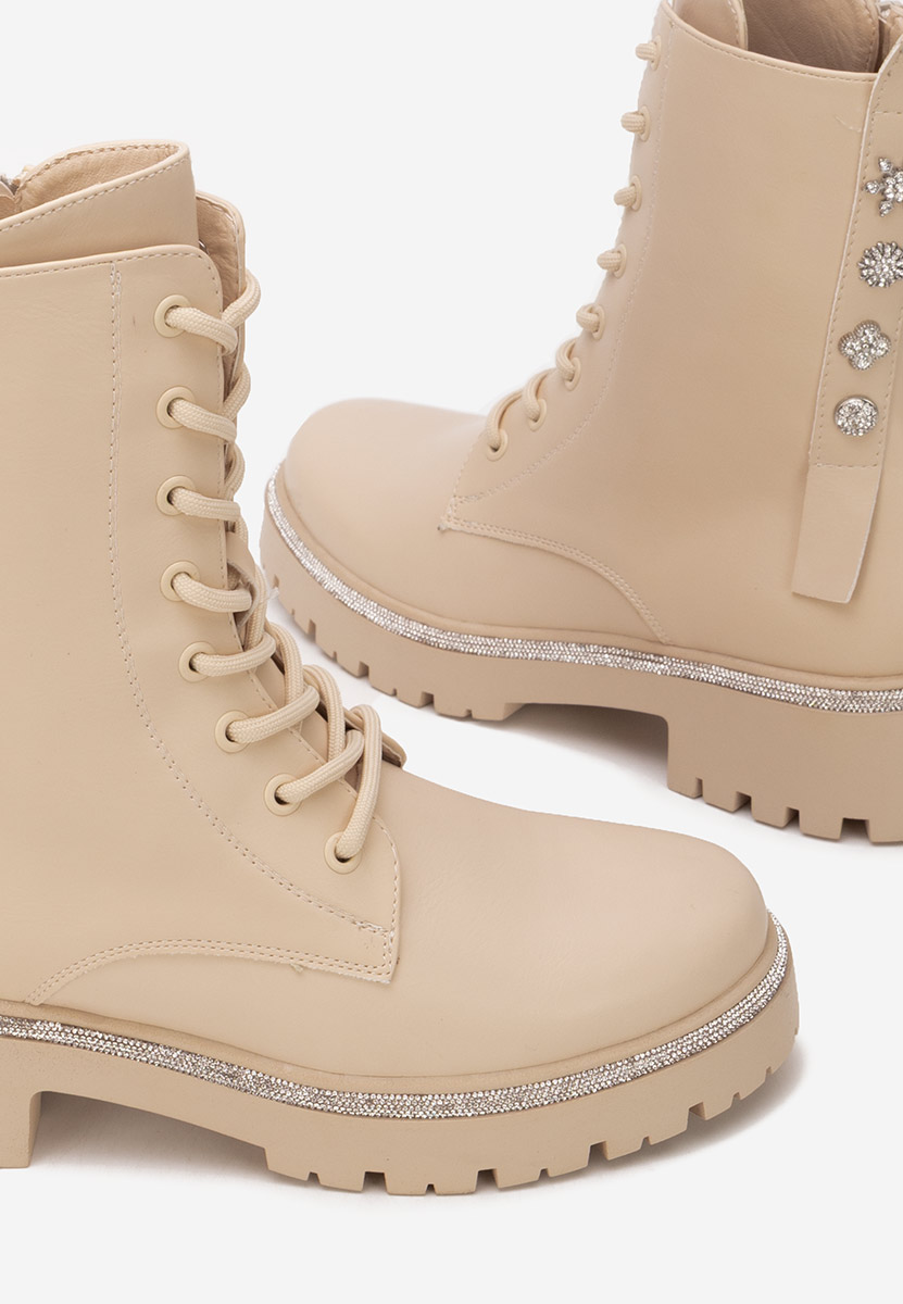 Bottines rangers femme beige Jettie