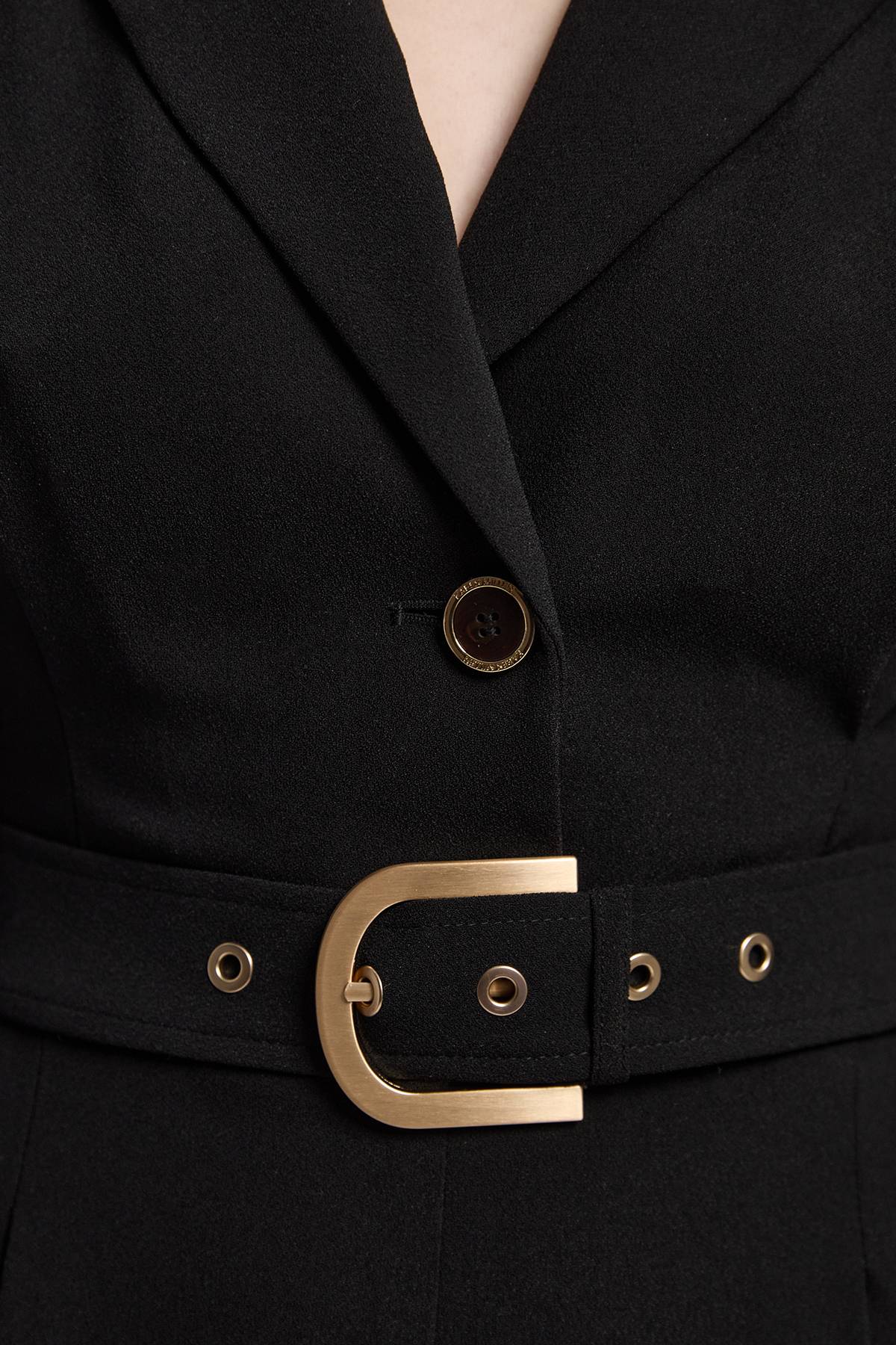 KarenMillen Combinaison Petite en Crêpe Ajustée à Jambes Larges avec Ceinture