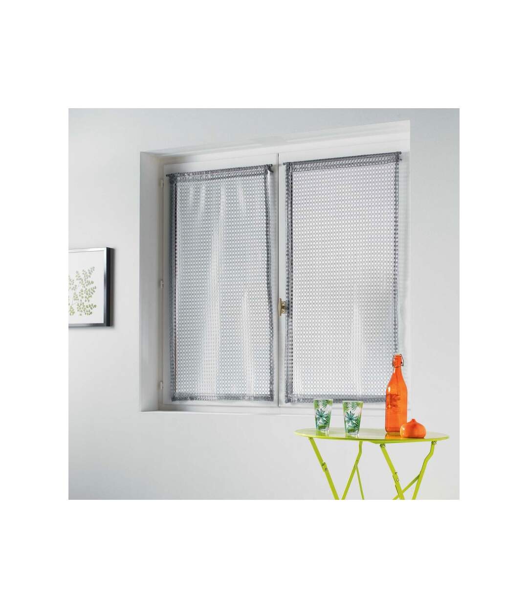 Paris Prix - Paire De Voilages Maille cadria 60x90cm Gris