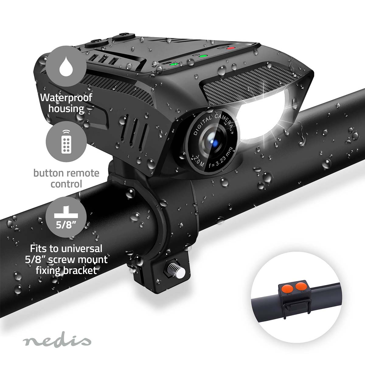 Nedis ccam100bk fietscamera - zwart