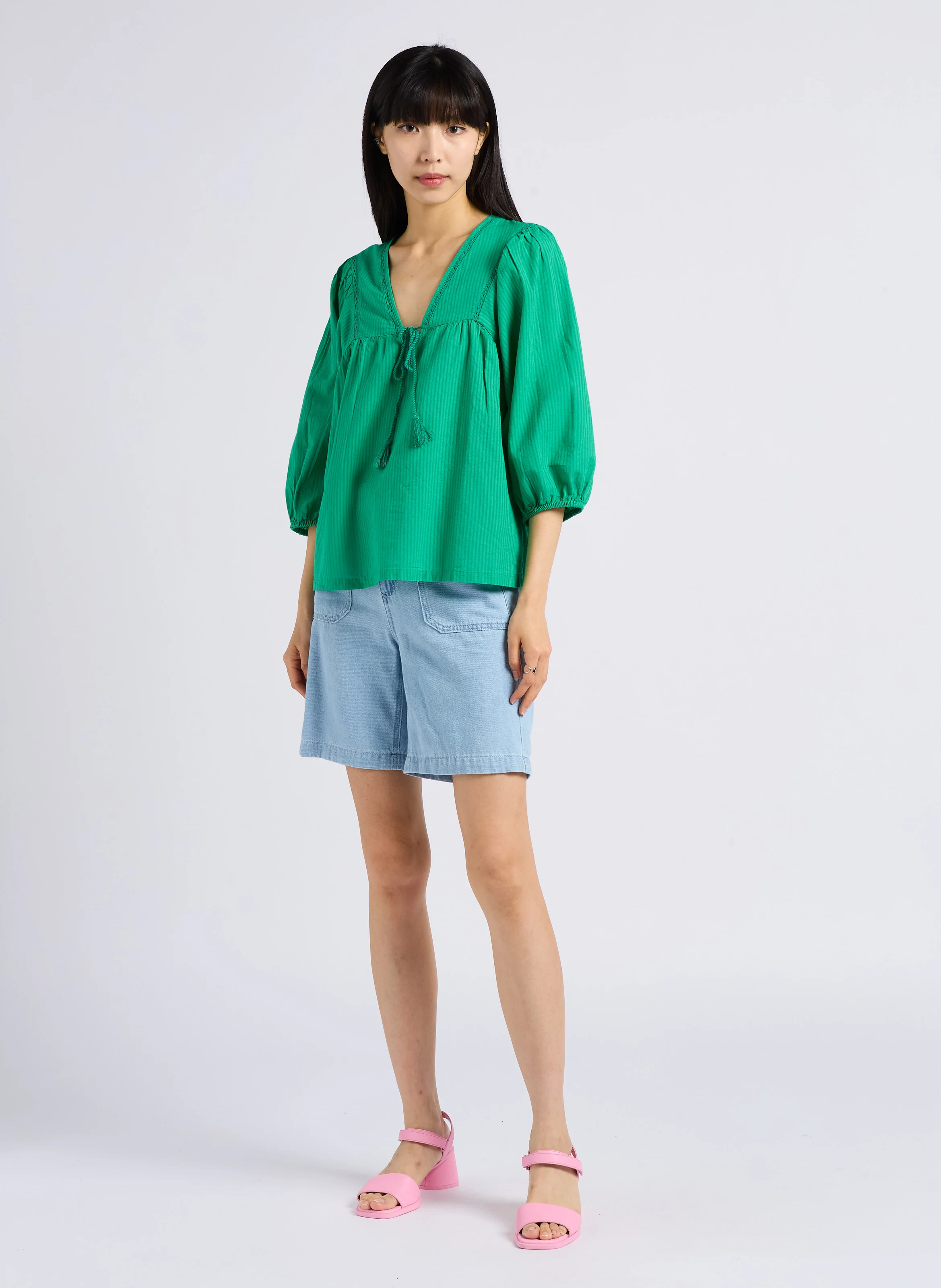 SANAE - Short jean en coton | Jean Délavé