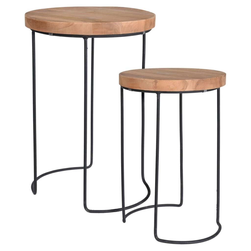 H&S Collectie Set van 2 Teak Bijzettafels