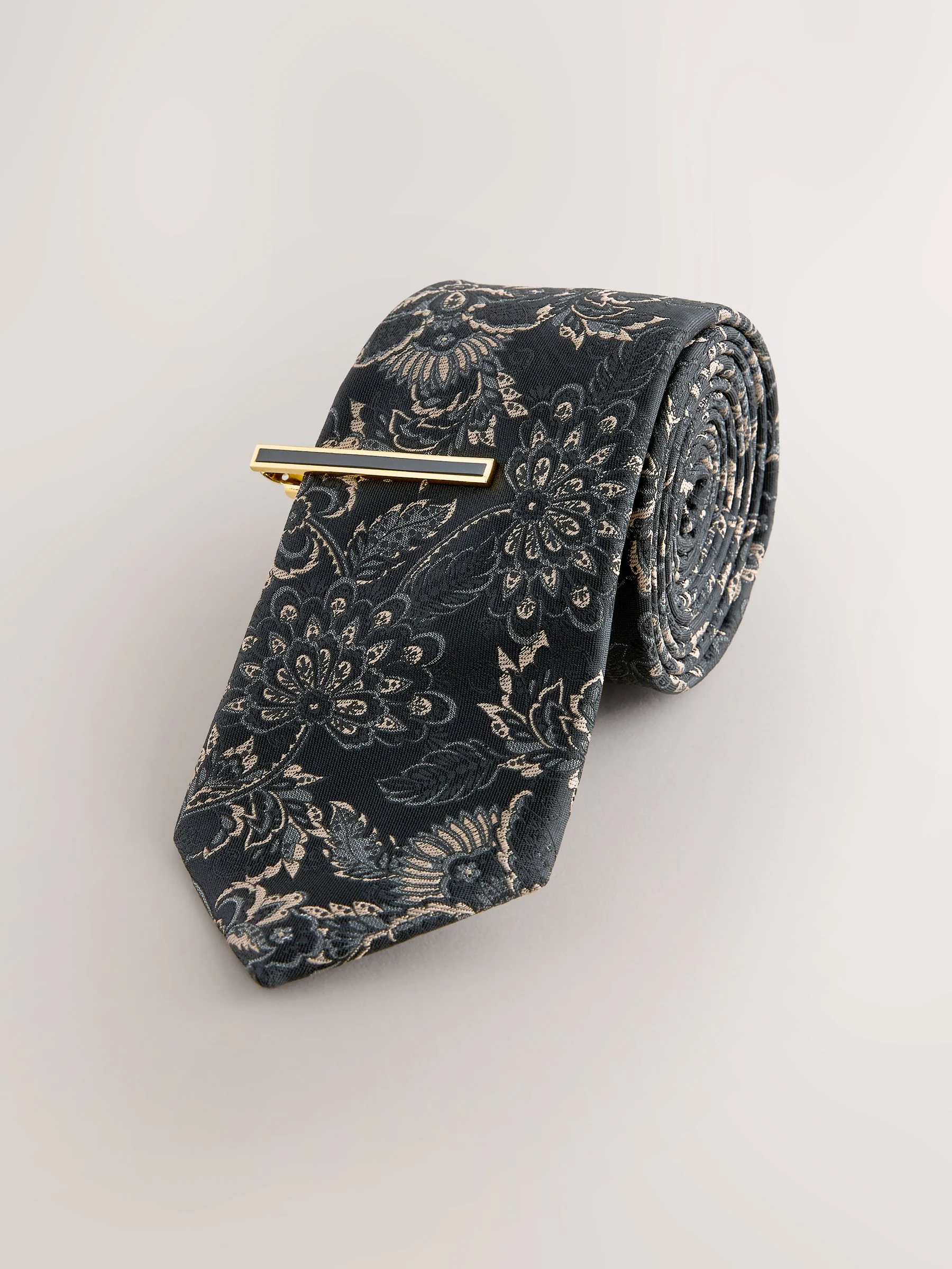 Zwart - Design stropdas en clip