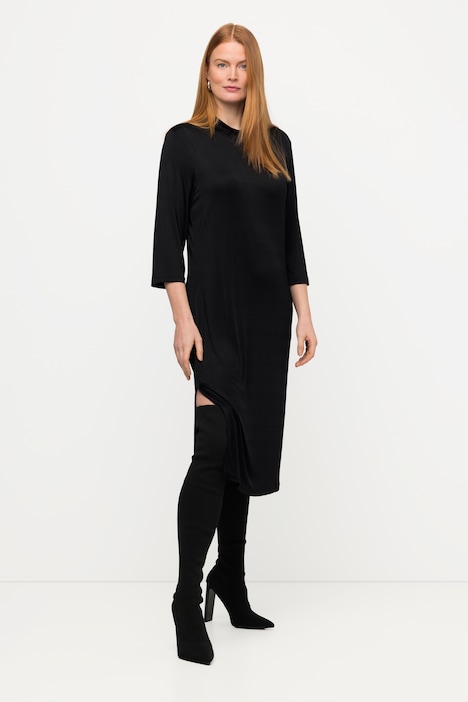 Midi-Slinkykleid, A-Linie, Stehkragen, 3/4-Arm