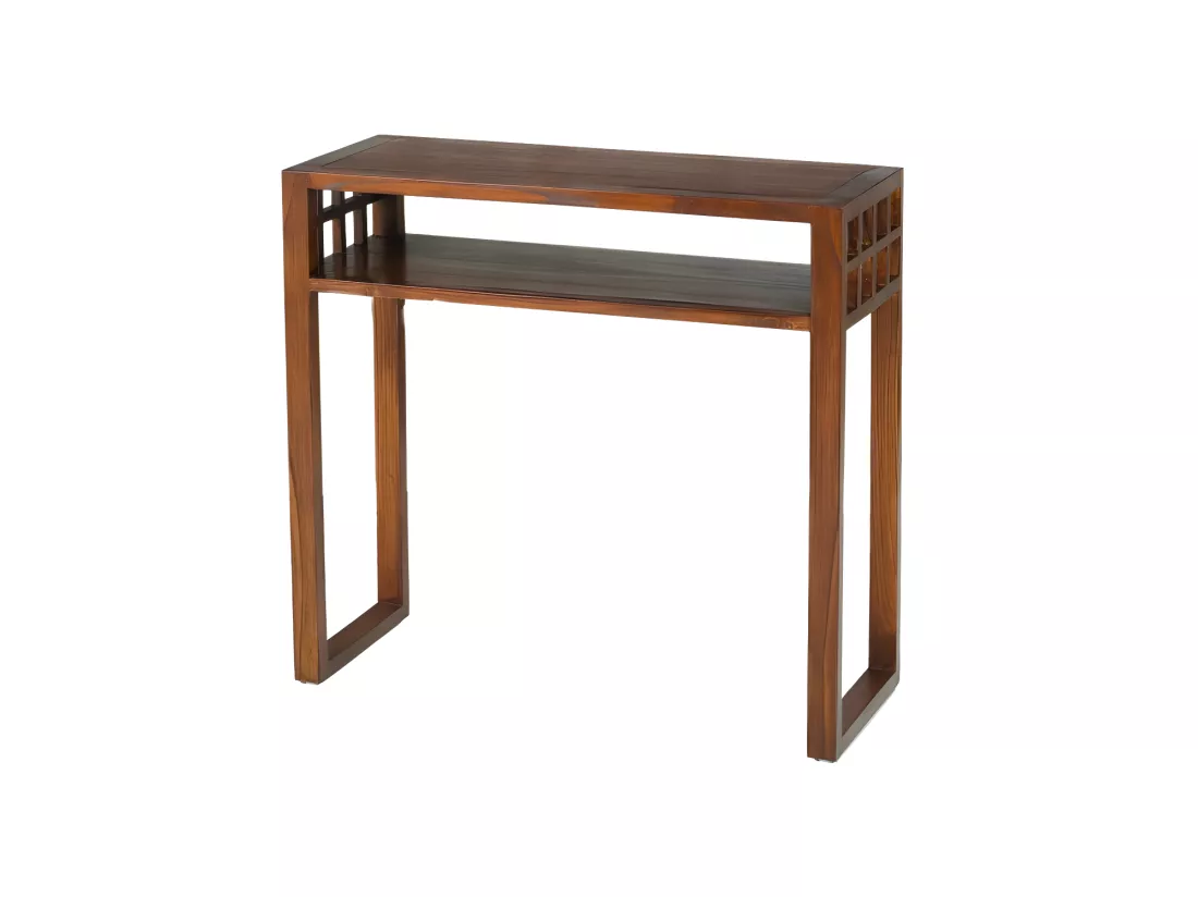 EDEN - Console marron rectangulaire 1 étagère bois Mindi