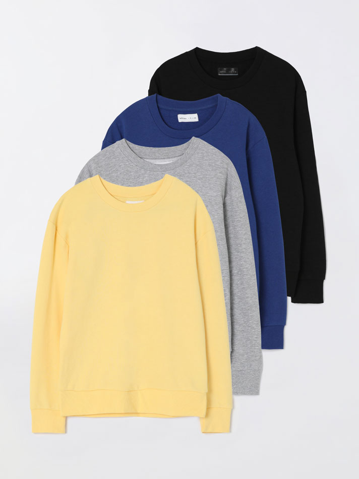Conjunto com 4 moletons de agasalho combinando - Amarelo