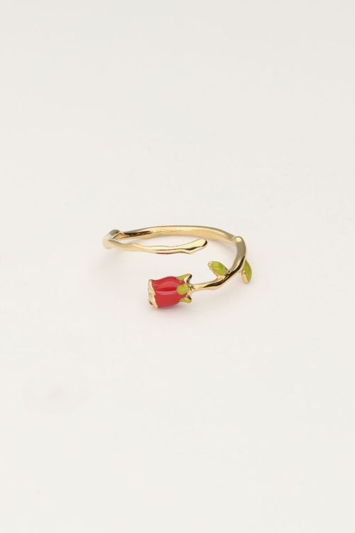 Vintage ring met gekleurde roos