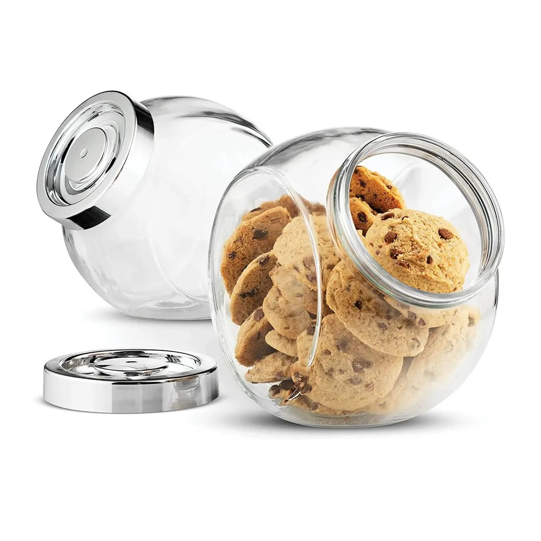 (480ml) Vorrats Glas Aufbewahrungs Behälter inkl. Aluminium Deckel für Snacks / Süssigkeiten / Wattepads / Kosmetik