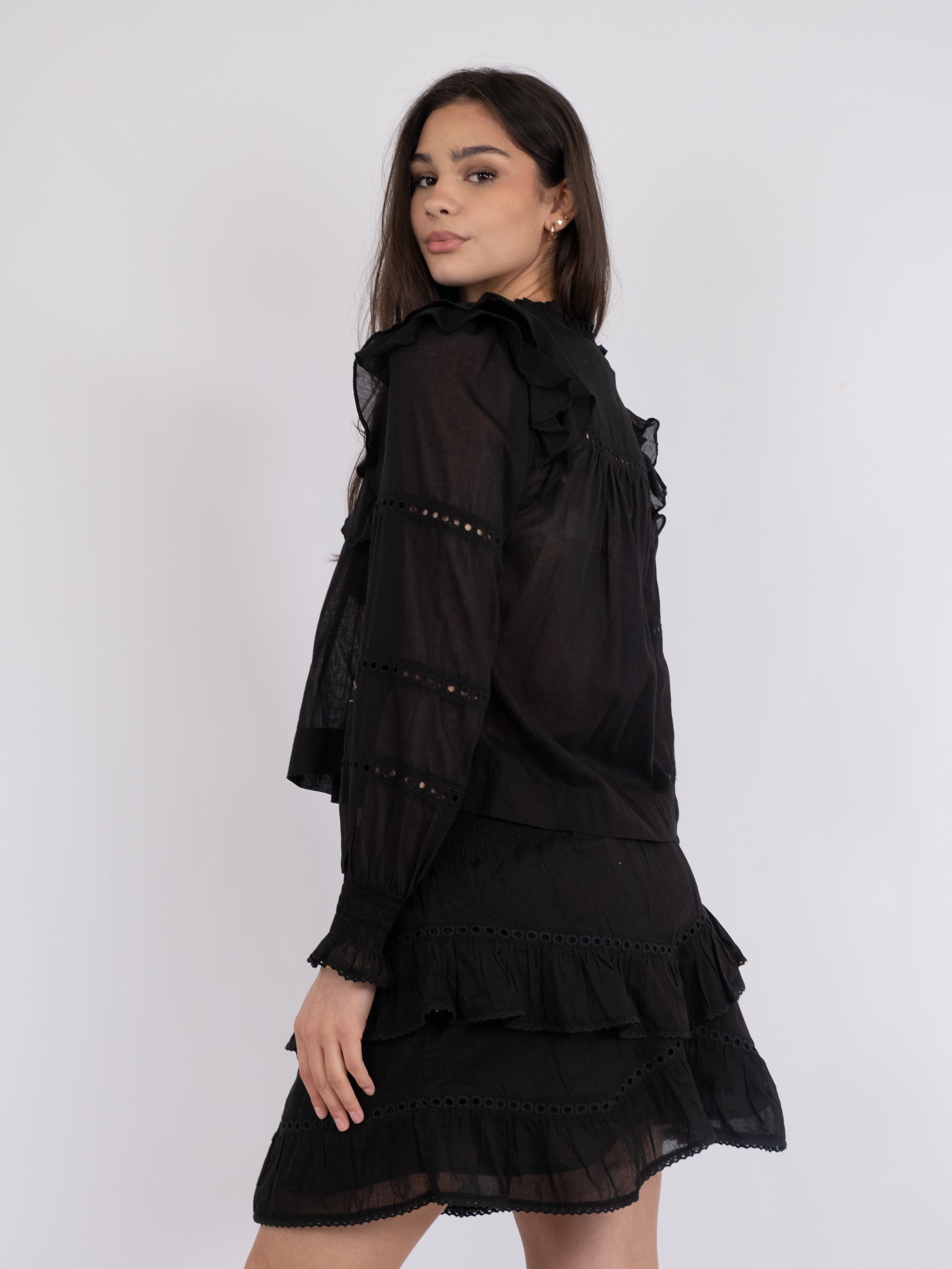 Neo Noir  Aurika S Voile bluse - Sort