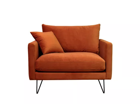 Villabon - Fauteuil XL en velours pieds épingles noirs : Couleur - Rouille