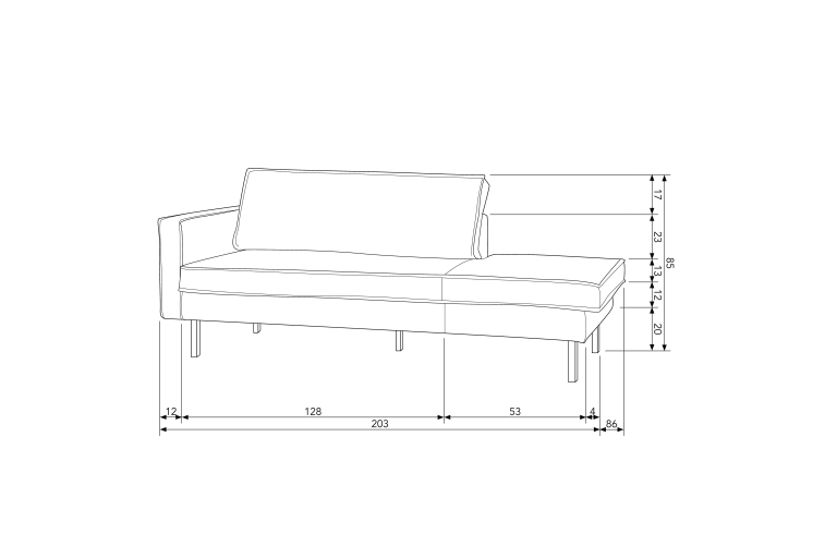 WOOOD Rodeo Velvet Daybed bank links antraciet