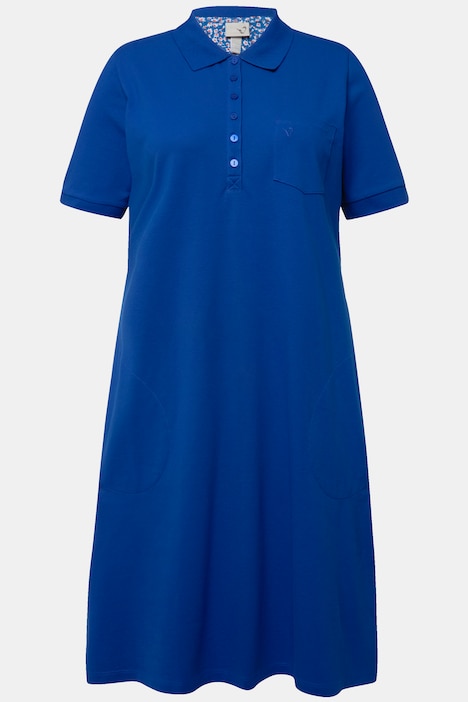 Polokleid, Piquee, halbe Knopfleiste, Halbarm