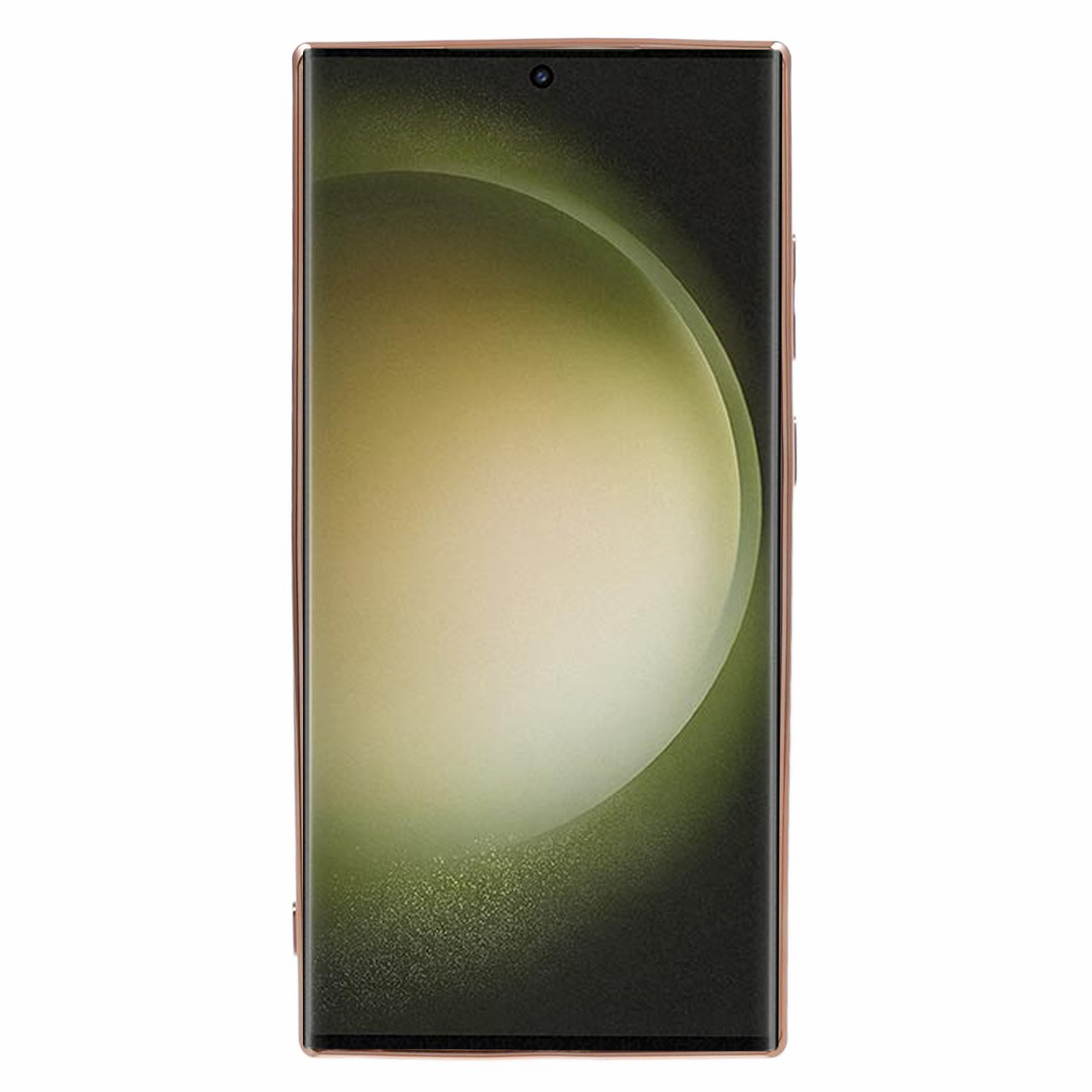 Samsung Galaxy S23 Ultra 5G Gummi Hülle mit Plüsch Herz Kette Handschlaufe   Kameraschutz - Beige / Gold