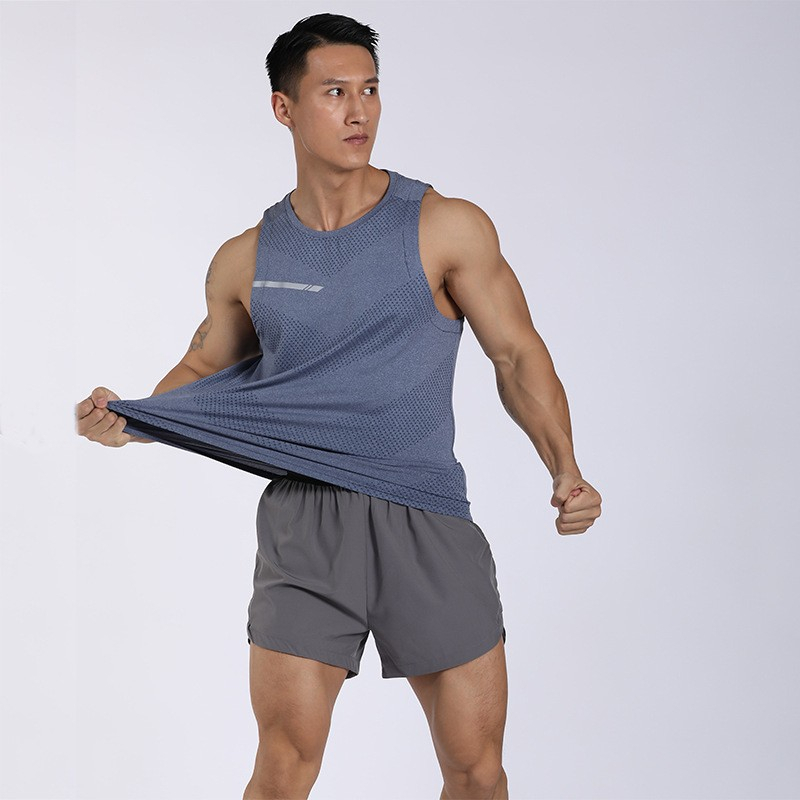 (Gr. XXL) Sport Tanktop Ärmelloses Lauf T-Shirt Trainingsoberteil für Herren - Blau