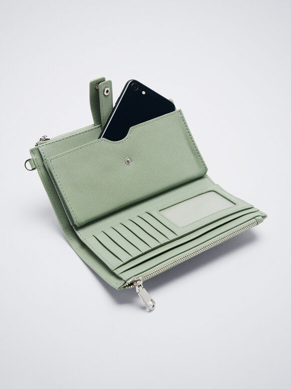 Carteira com compartimento para celular - Verde