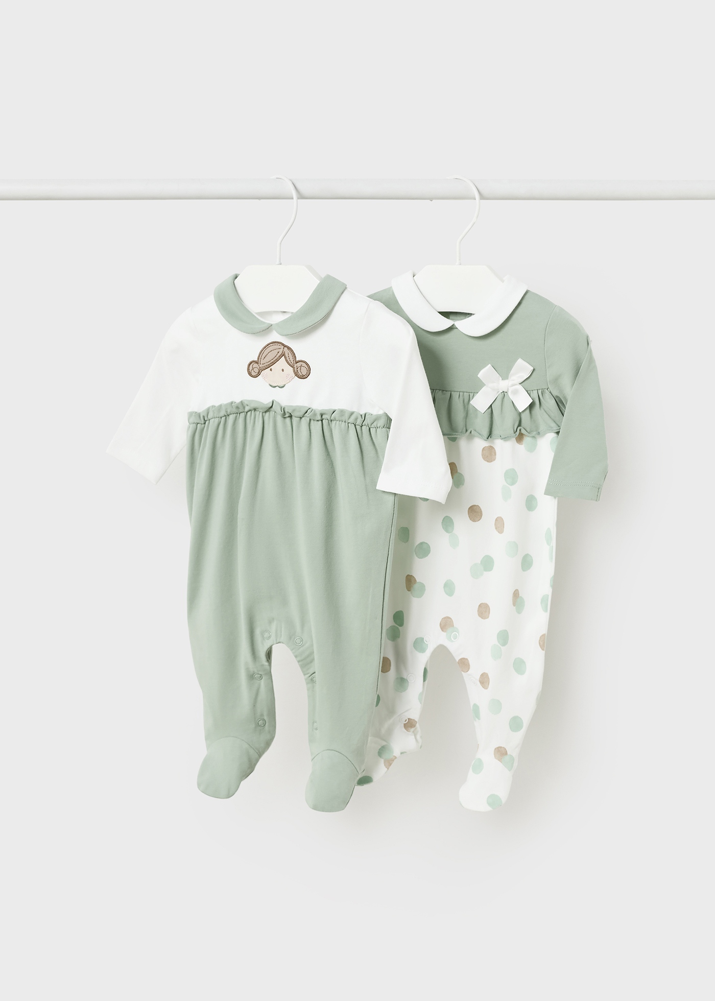 Conjunto de 2 pijamas com gola de algodão sustentável para recém-nascido