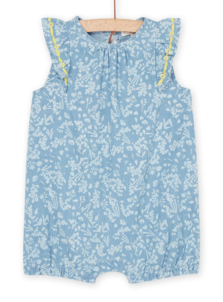 Barboteuse chambray clair à imprimé fleuri