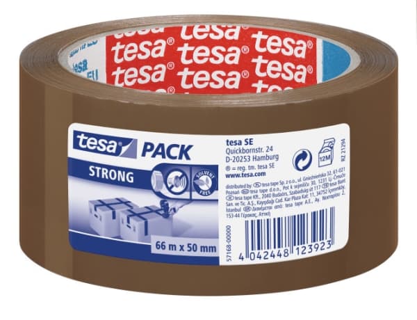 Tesapack Strong - Pakketape - 50 mm x 66 m - polypropylen - brun