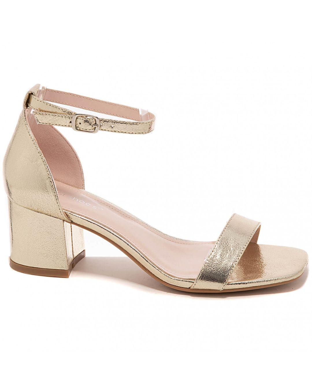 Sandale femme talon carré doré - Judith