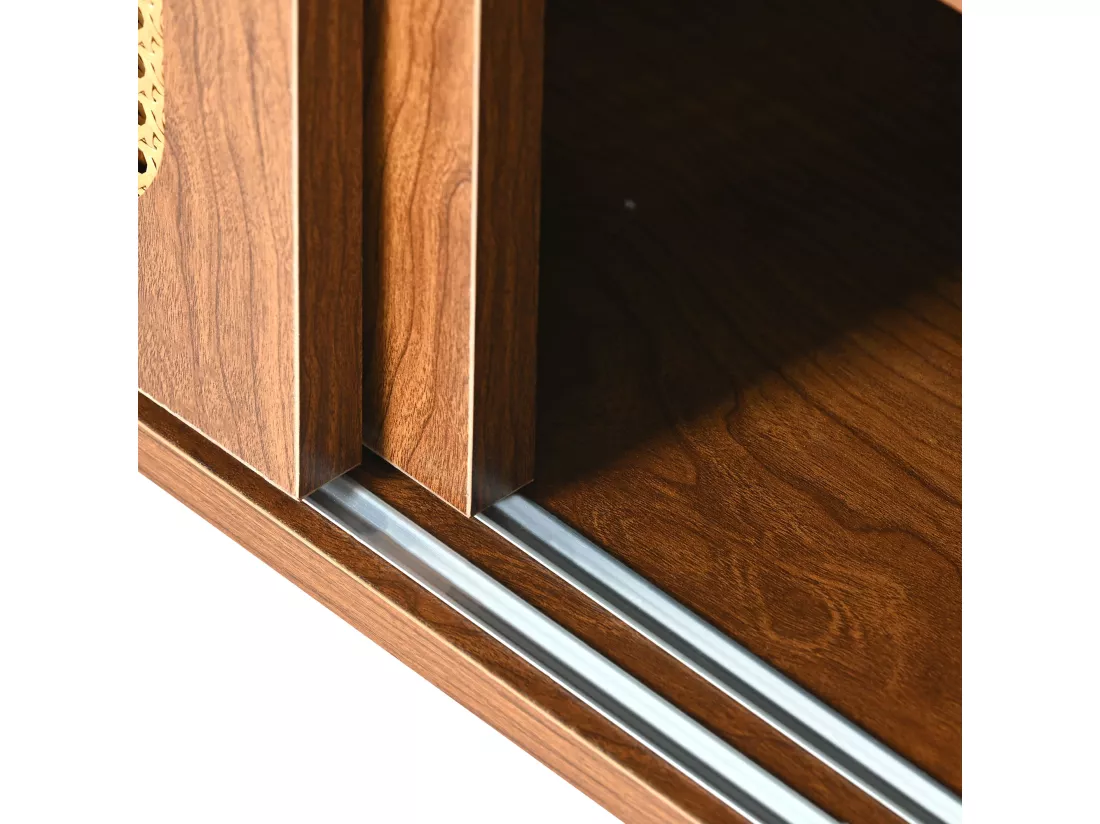Meuble à chaussures - avec 2 portes et étagères réglables - Marron