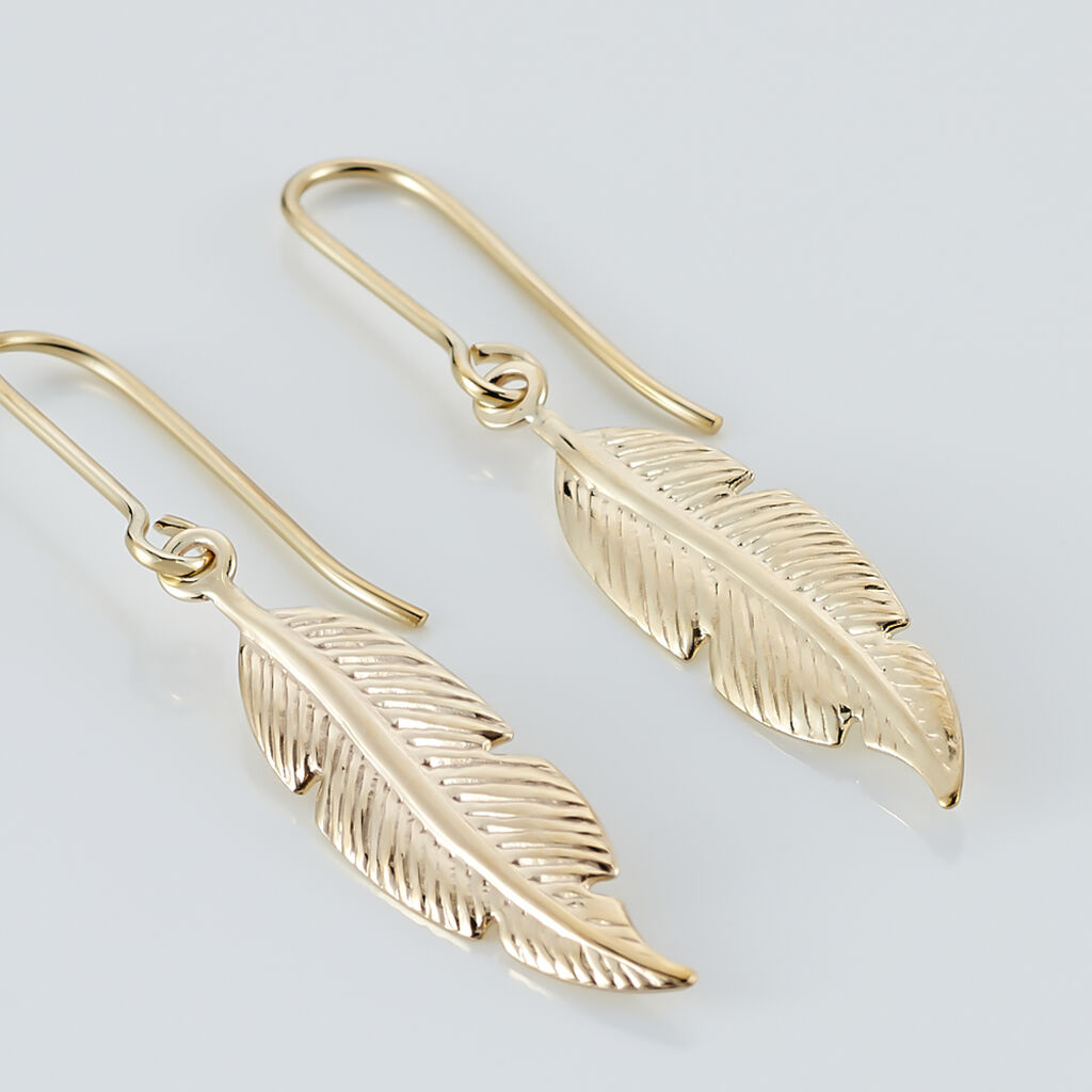 Boucles D'oreilles Pendantes Indian Nature Feuilles Or Jaune
