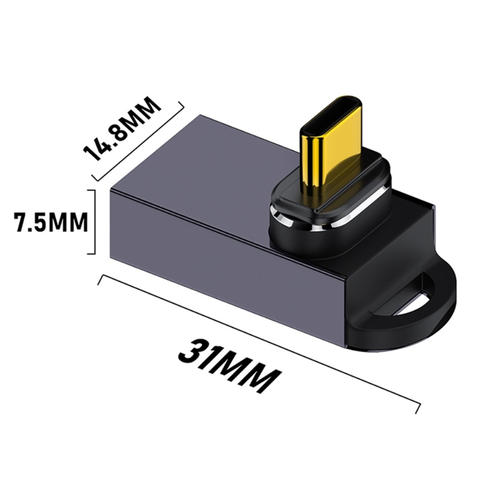 USB C 3.1 auf USB A Adapter Konverter 90° Grad-Winkel  - Grau
