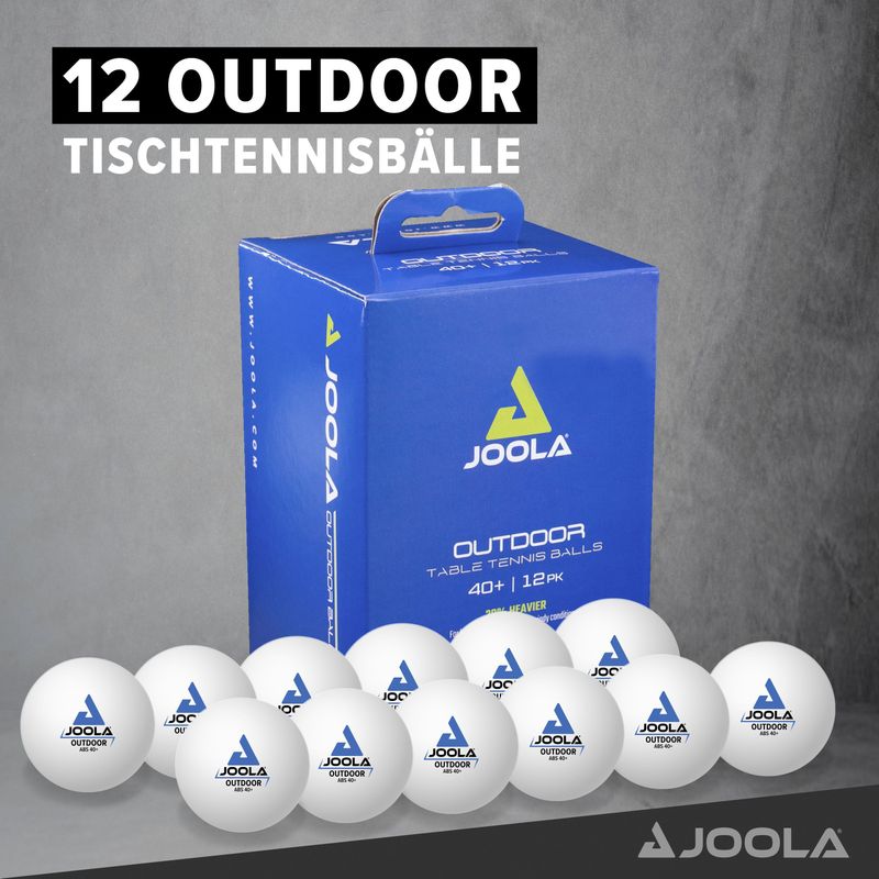 Joola Tafeltennis/Pingpongballen Voor Buiten Set 12 Ballen Outdoor Verzwaard TT-Ball 40MM Wit