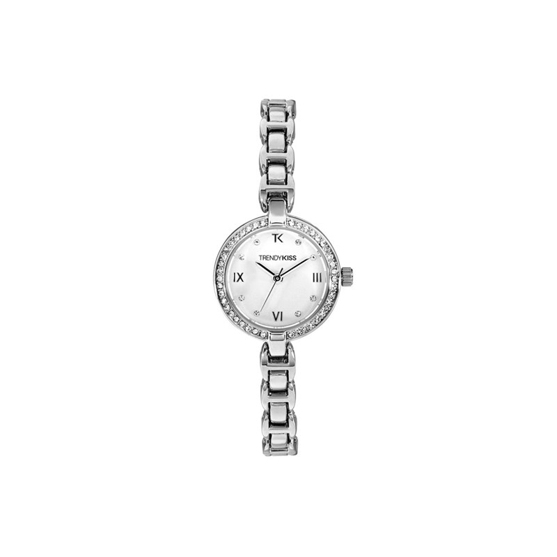 Montre femme analogique Trendy Kiss - Bracelet métal - Boitier empierré - Angèle