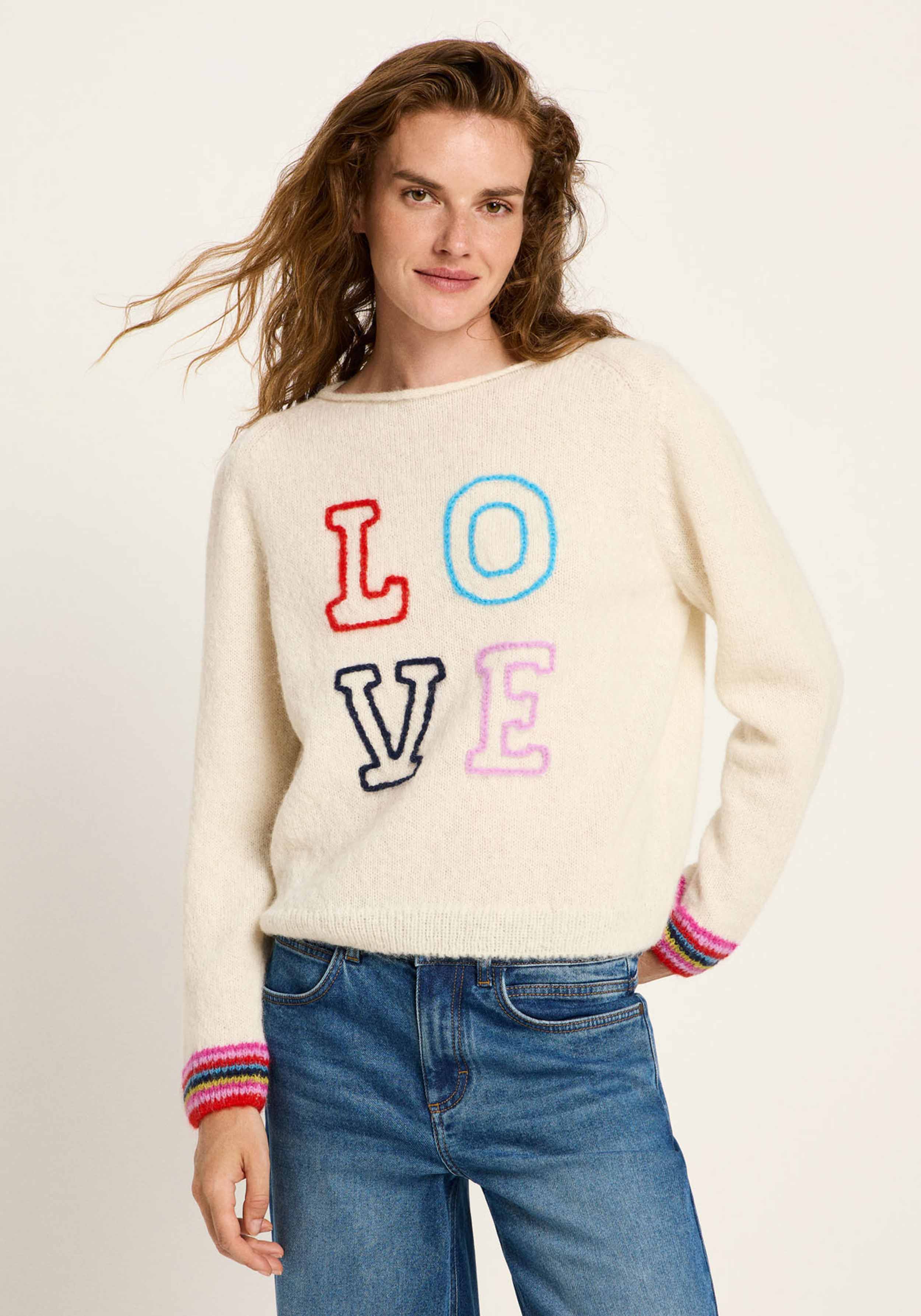 Lanius Pullover mit Stickerei Off White