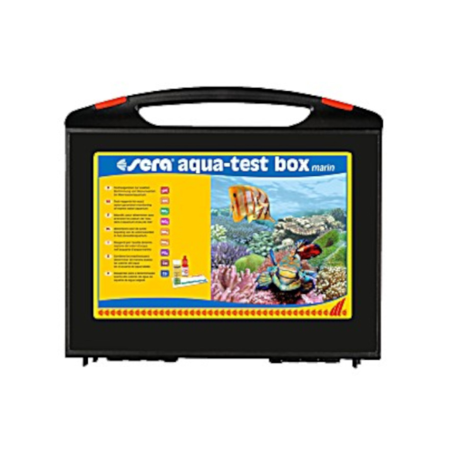 Kit de teste de água Sera AquaTest Box para aquários de água salgada