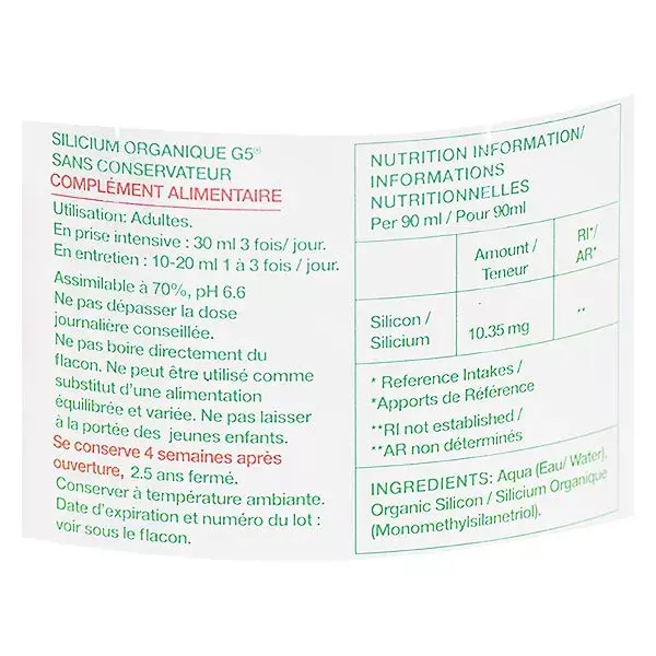 Silicium Organique G5 sans Conservateur 1L