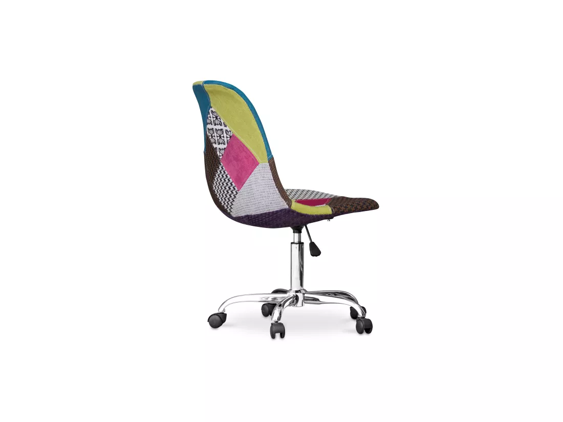 Chaise de Bureau à roulettes - Chaise de Bureau - Tapissée en Patchwork - Simona Multicolore