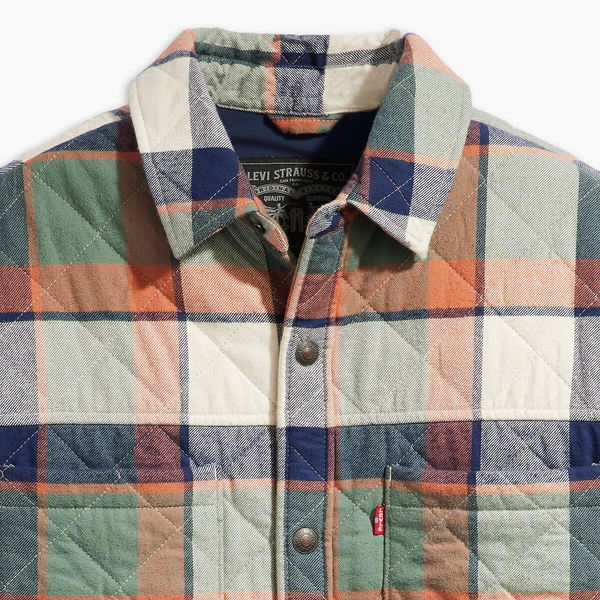 Cardigã longo e reto xadrez da Levi's