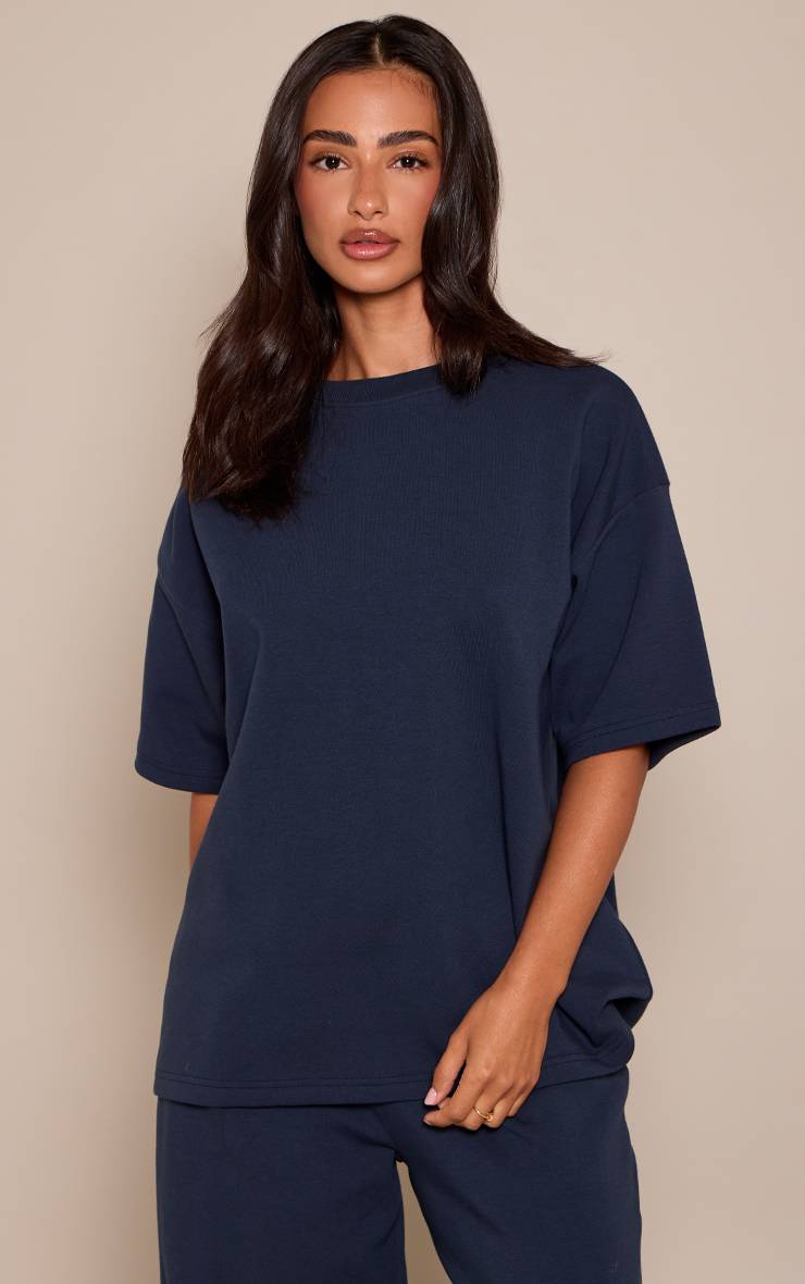 Bleu Marine T-shirt Oversize Boxy Petite