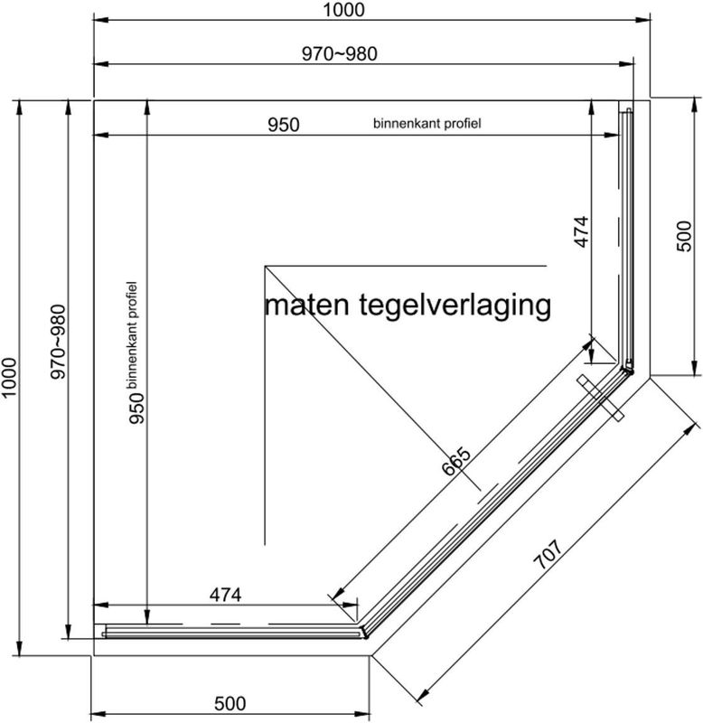 Van Rijn - ST04 - Douchecabine - Vijfhoek - Helder - Mat Zwart - Aluminium