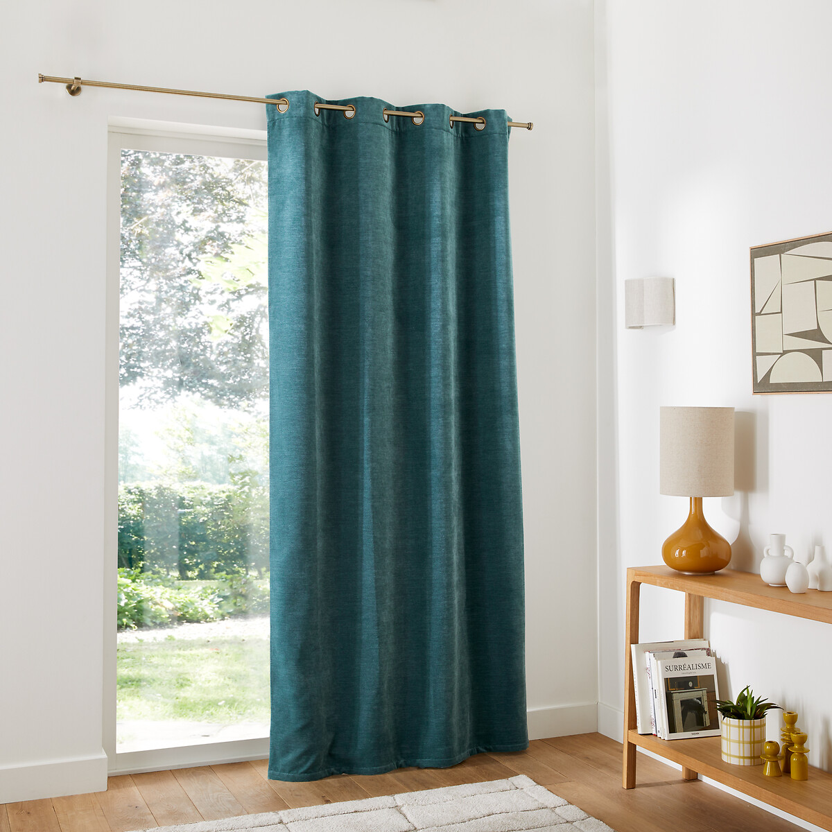 LA REDOUTE INTERIEURS<br>Cortina de veludo em chenille com ilhós, Calda