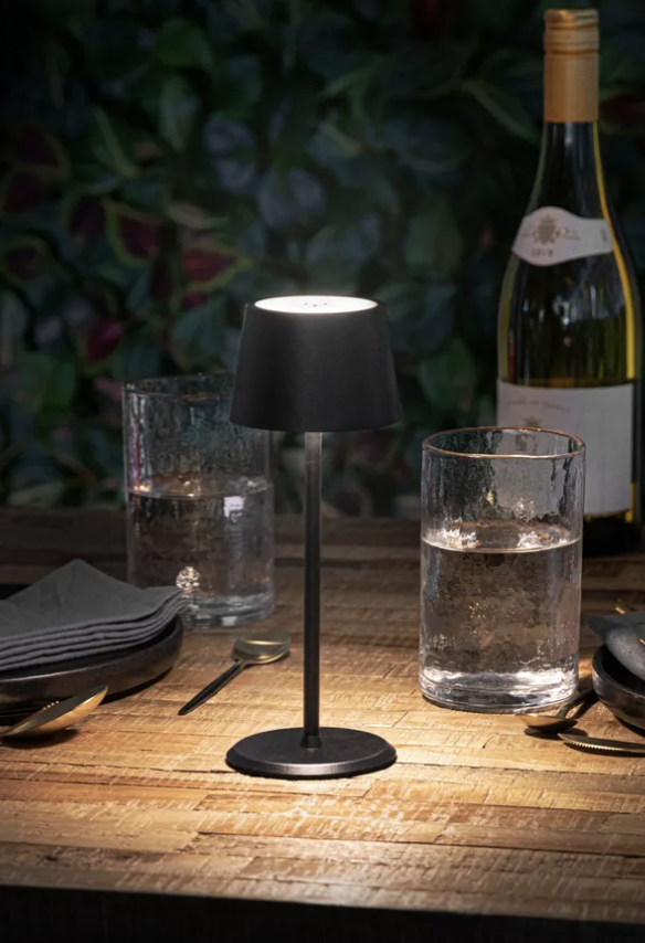 Monte Carlo LED Akku Tischleuchte Home Deko Nachttisch Lampe Kabellose Beleuchtung mit Touch Steuerung IP54 (LP-MC-BL) - Schwarz