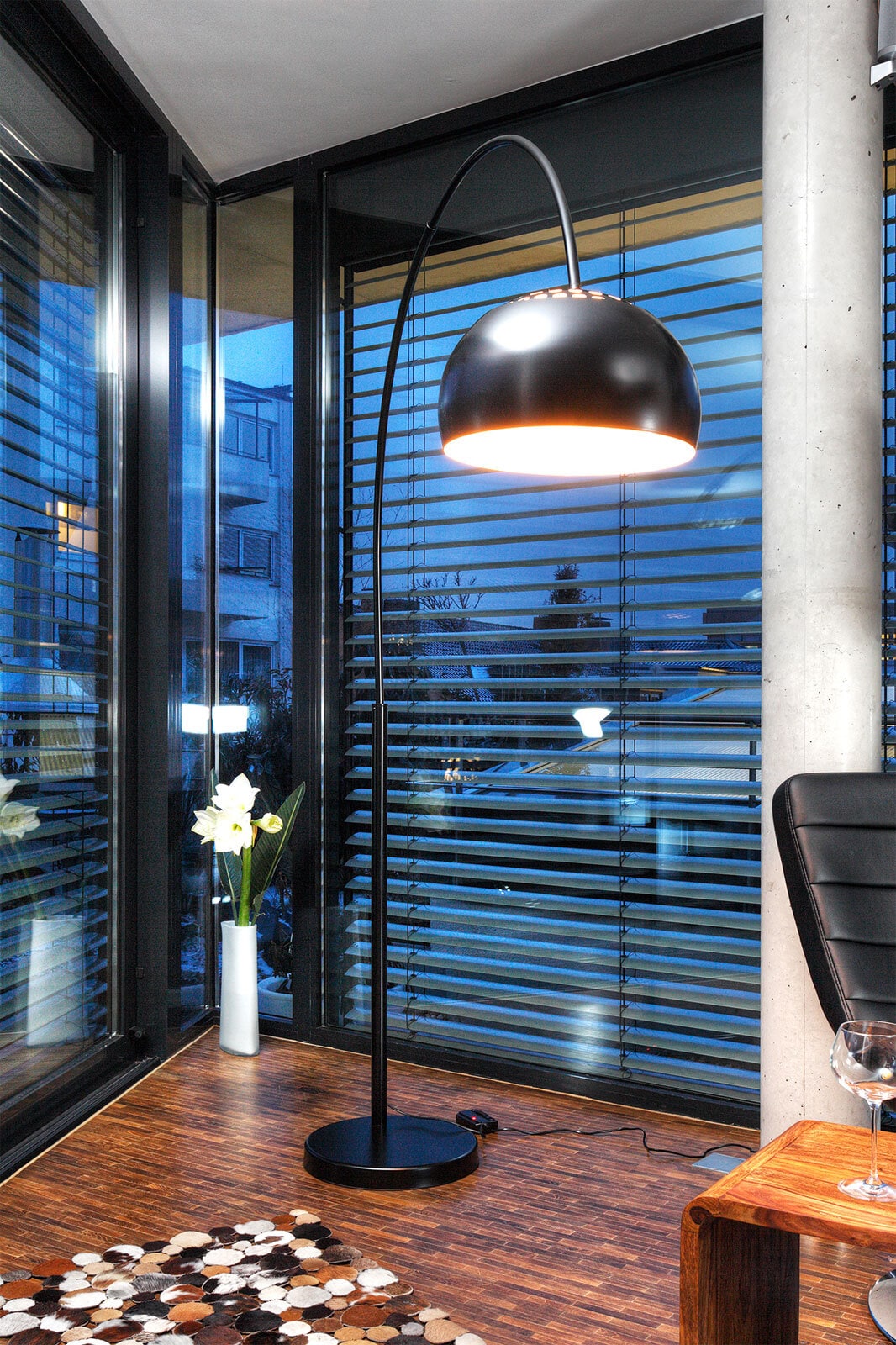 Retrofit Bogenlampe schwarz /Marmor schwarz