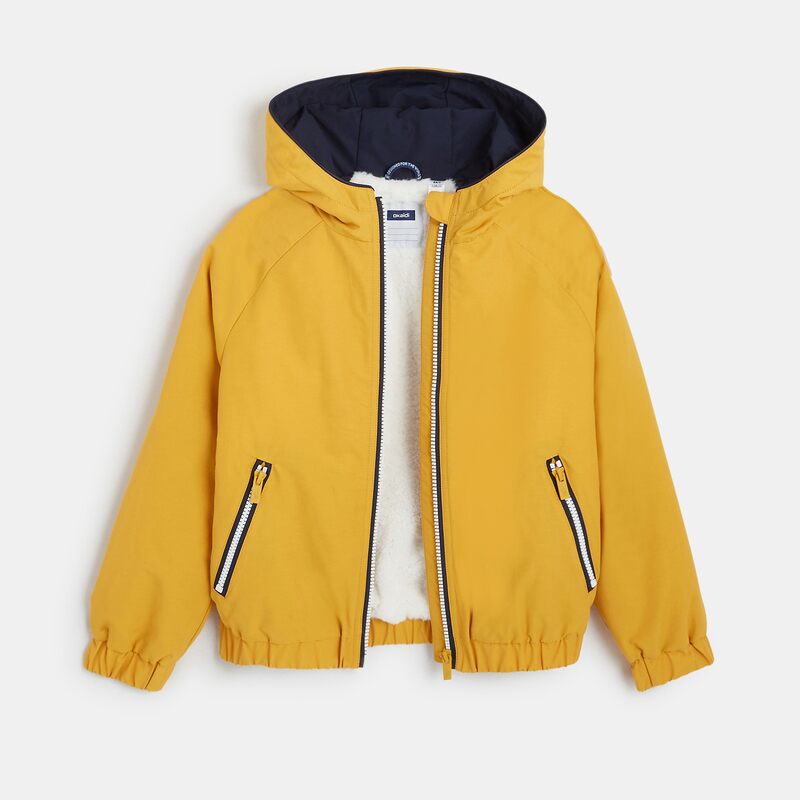 Blouson doublé à capuche jaune garçon
