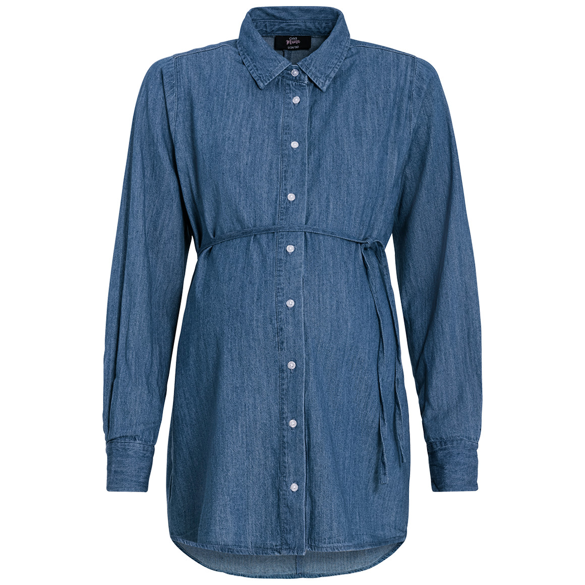 Gina Mama Damen Umstandsbluse mit Bindeband blau