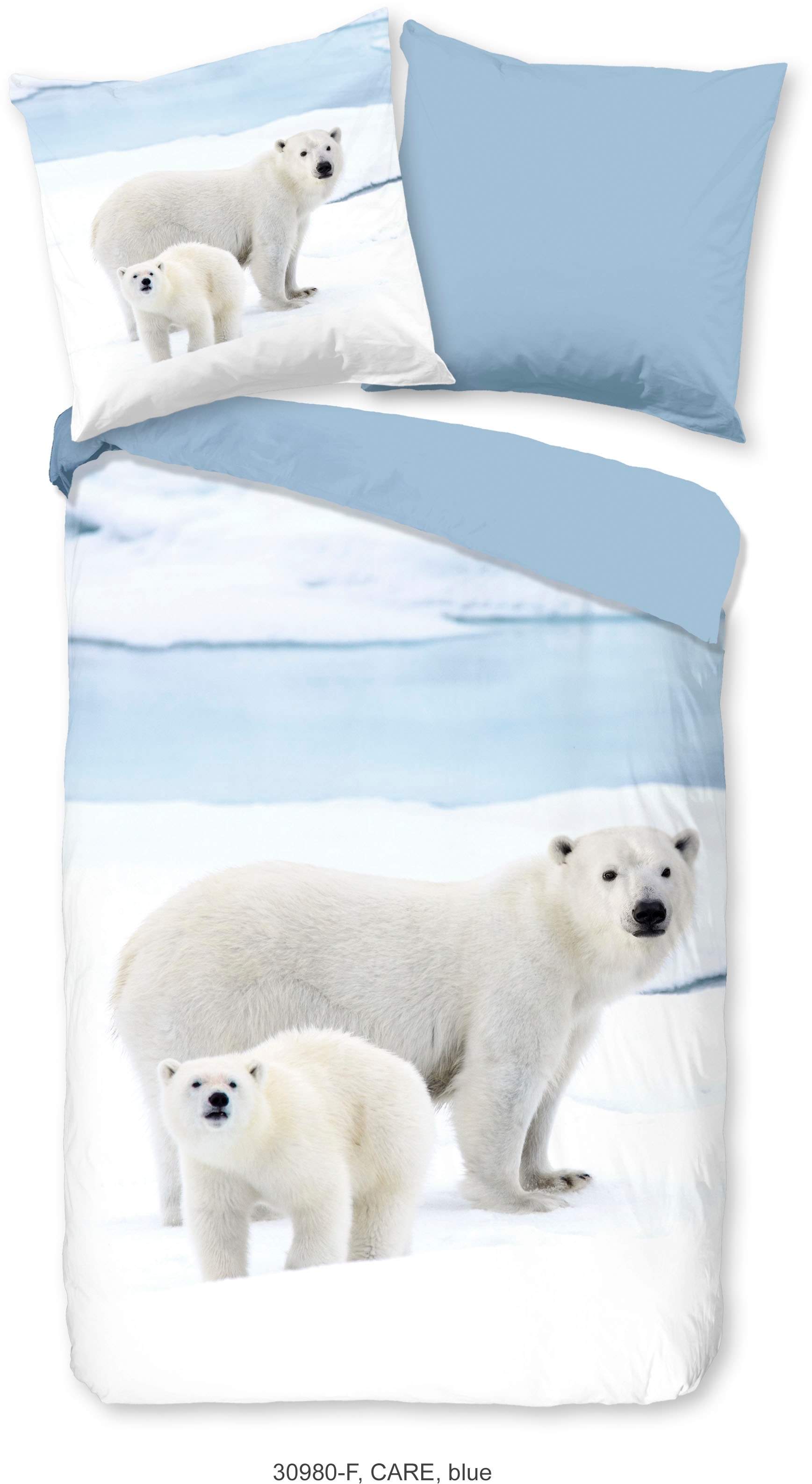 good morning Wendebettwäsche »Care« 2 Stk. tlg. Biber, 135x200, Warm, Weich, Wendeoptik, Reissverschluss, Winter, Blau