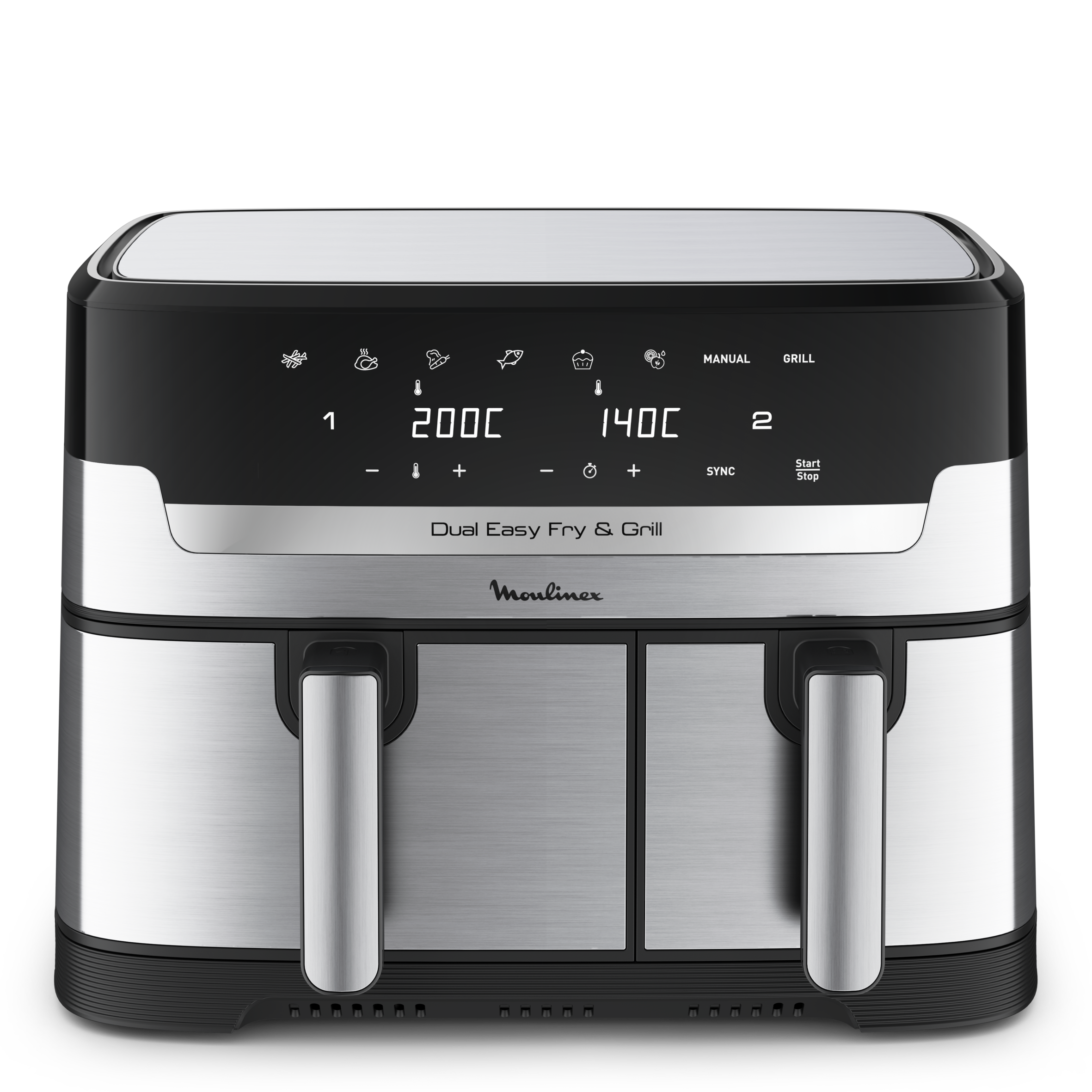 FRITEUSE A AIR DUAL EASY FRY & GRILL 8,3 L en acier inoxydable