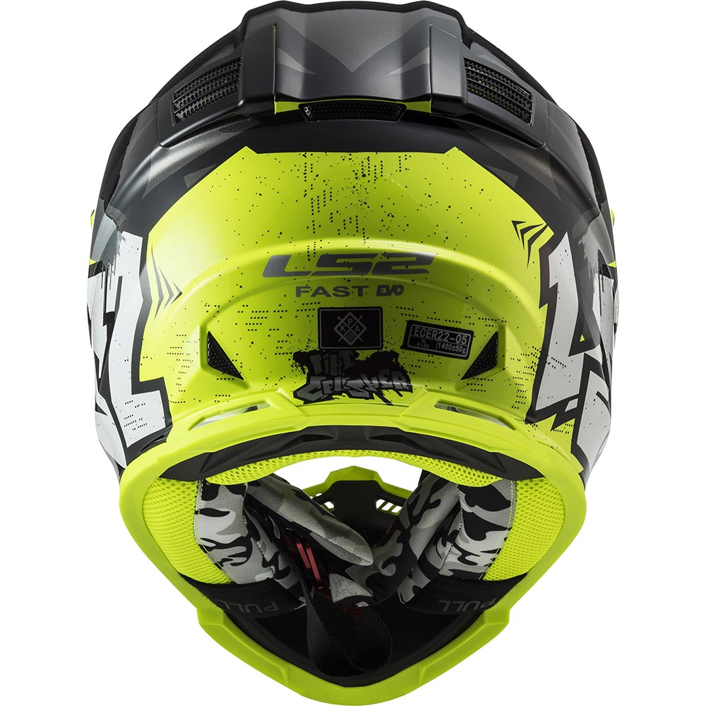 LS2 - Casque MX437 Fast Evo II Mini Crusher Jaune fluo / Noir / Gris / Brillant