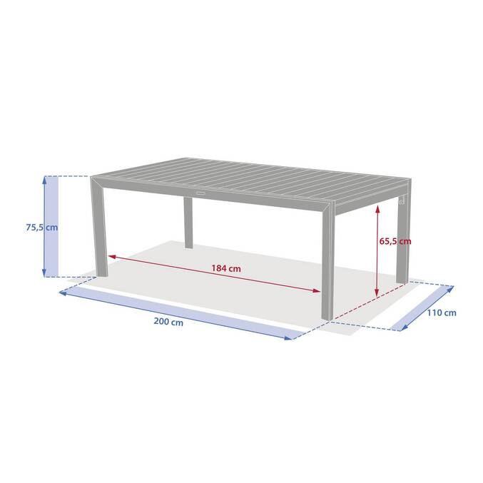 Table de jardin extensible rectangulaire EVASION Lin / Argile