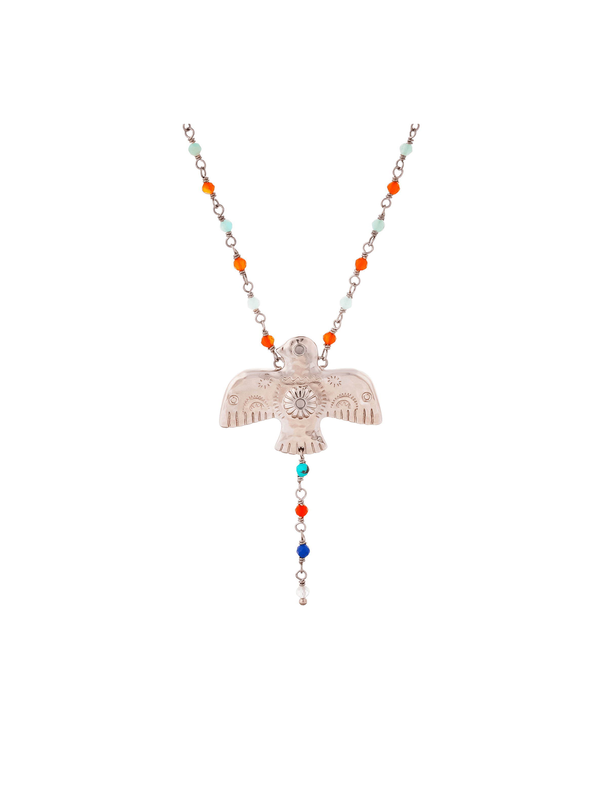 ROSARIA - Collier chaîne avec pendentif aigle en laiton argenté | Argent