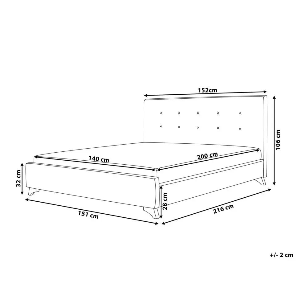 AMBASSADOR - Tweepersoonsbed - Grijs - 140 x 200 cm - Polyester