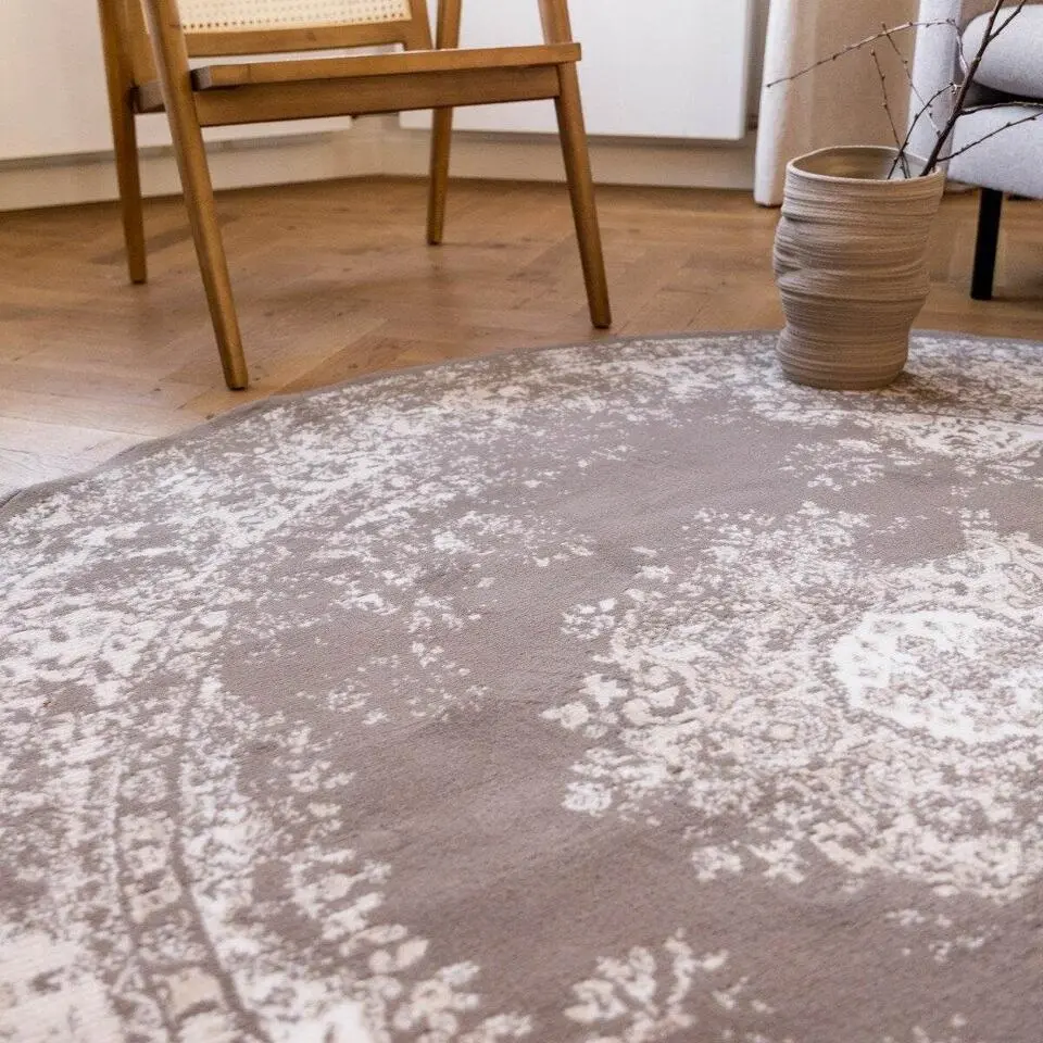 Interieur05 rond vloerkleed Keshan taupe/bruin - 160 x 160 cm