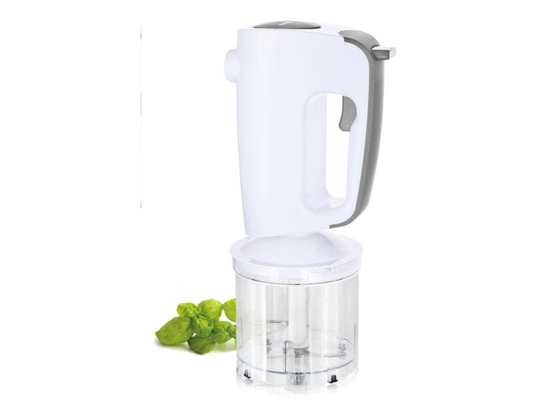 Koenig Handmixer 4-in-1 Weiss Handmixer mit Knethaken, Zerkleiner und Pürierstab