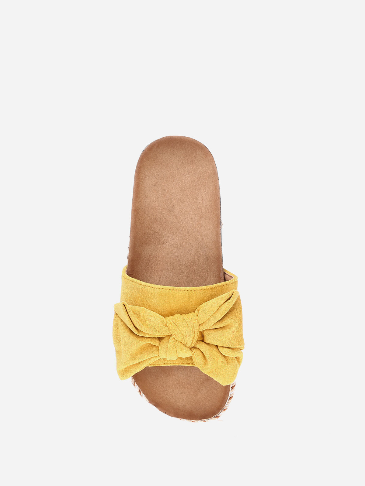 Mules avec noeud et plateforme motif ethnique- Jaune