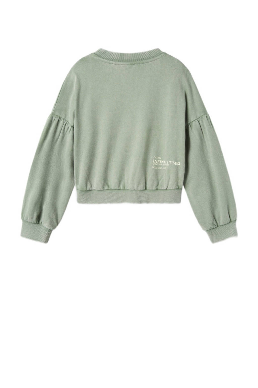 NAME IT sweater NKFOTYLLE met tekst zachtgroen
